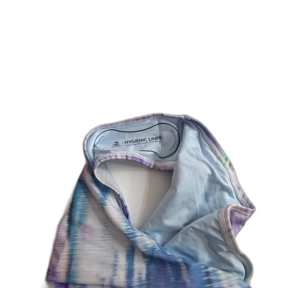 XL Cupshe One Shoulder Cutout One Piece Swimsuit Tie Dye Blue Purple NWT